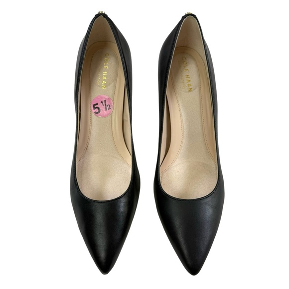 Cole Haan Go To Park Black Leather Almond Toe Pumps Size 5.5B - Picture 3 of 16